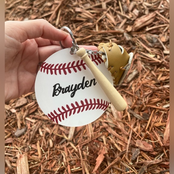 Personalized Baseball/Softball Bag Tag or Key Ring ⚾️ - Picture 2 of 2